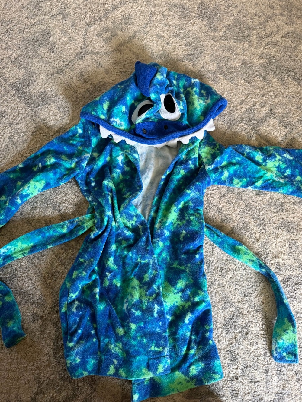 Blue Green Monster Kids Robe with Hood